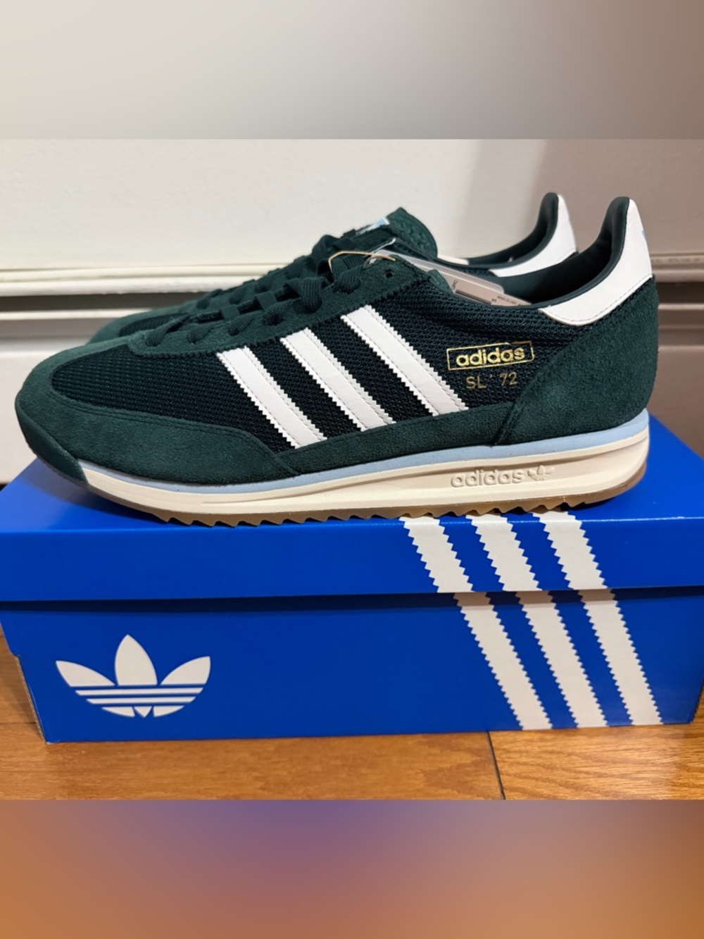 adidas SL 72 Trainer in Dark Green & White JQ9795